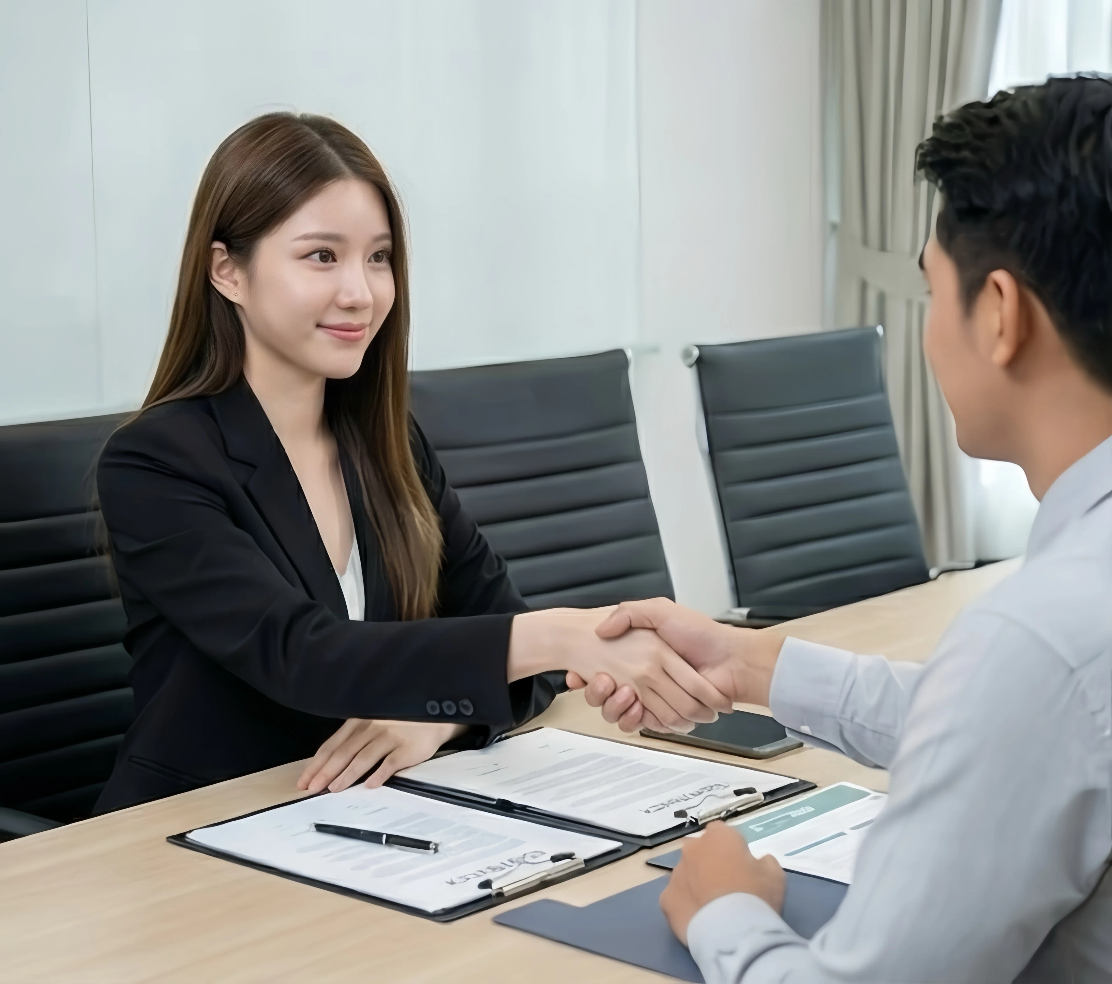 SHAVEH consultant meeting with a client